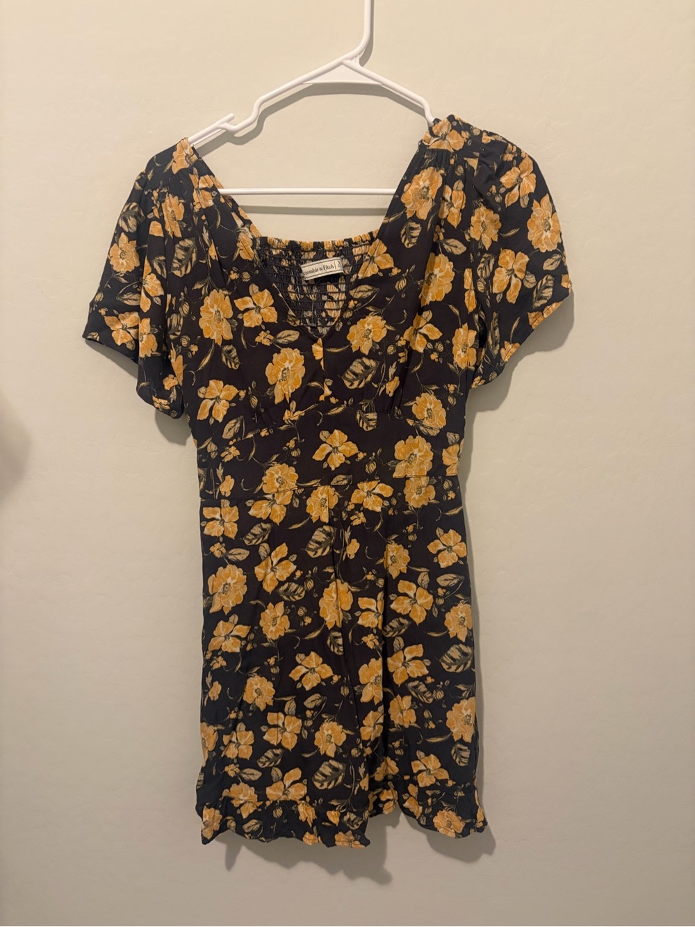 Abercrombie Yellow and Dark Grey Floral Mini Dress